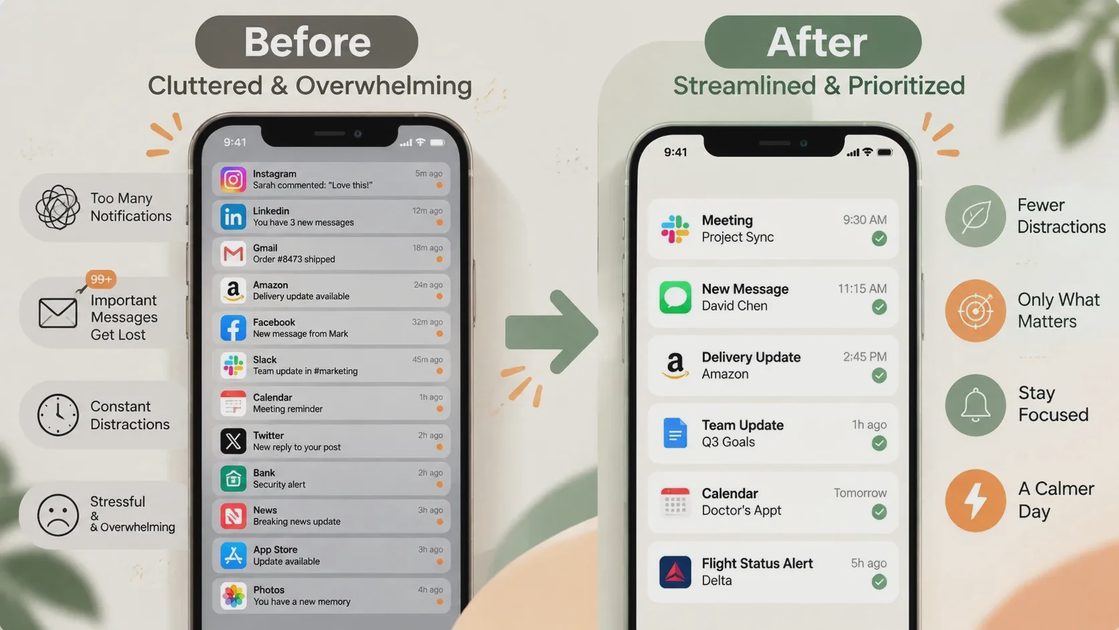 Before and after notification volume