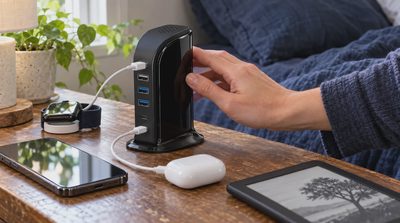 This Compact Charging Station Finally Cleared My Nightstand Cable Chaos
