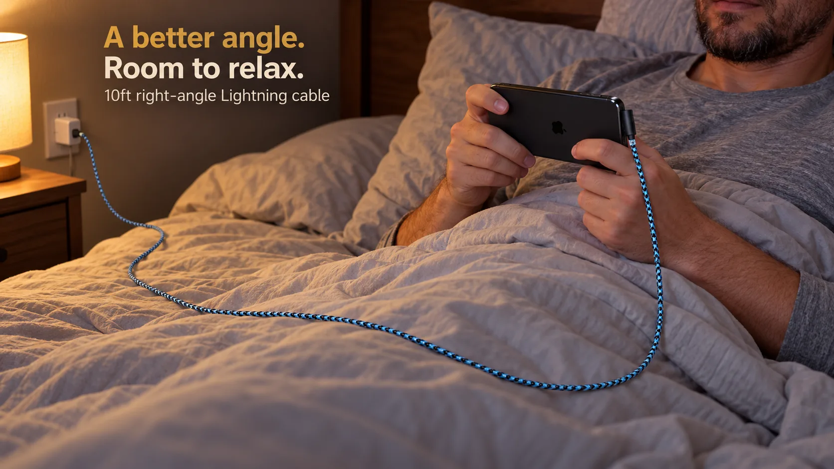The $10 Bedside Fix: What a 90-Degree Lightning Cable Actually Changes